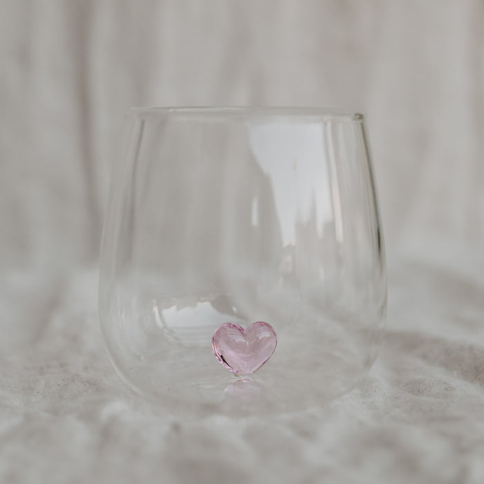 Rose heart glass